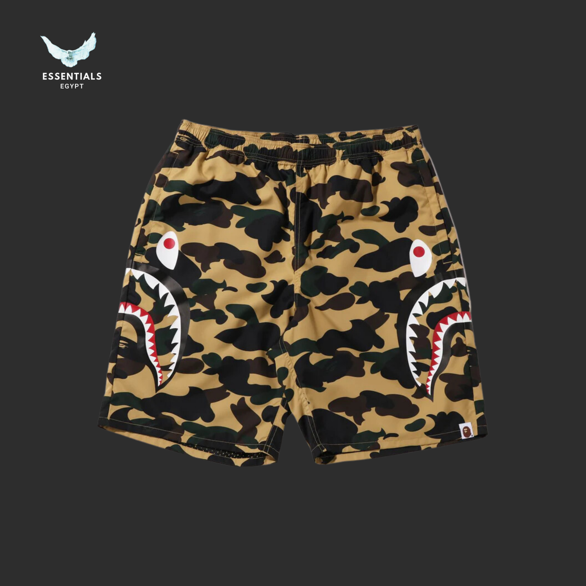 BAPE 1St Camo Side Shark Beach Shorts Yellow