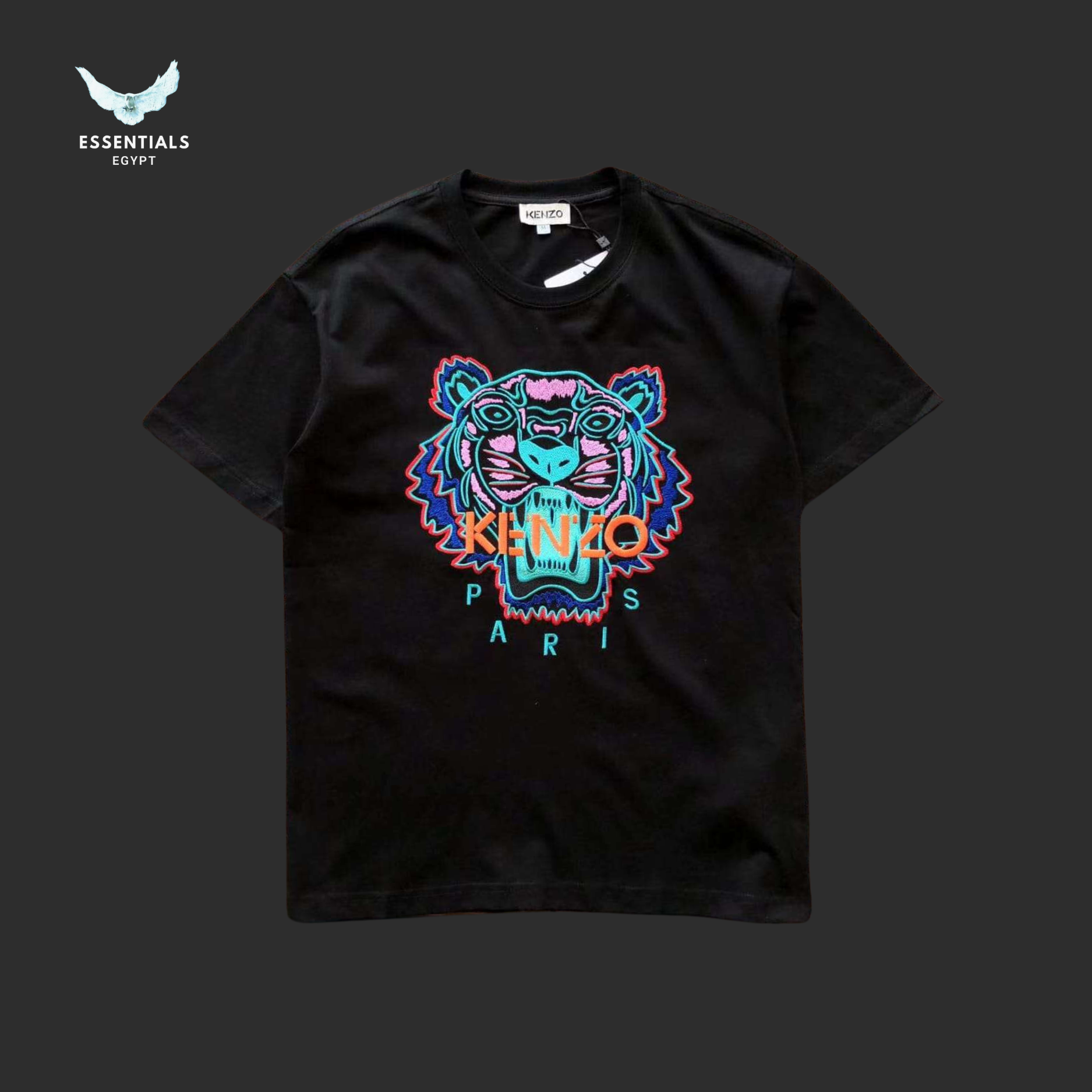 Kenzo Offset Printing Tiger Head Pattern Short Sleeve T Shirt