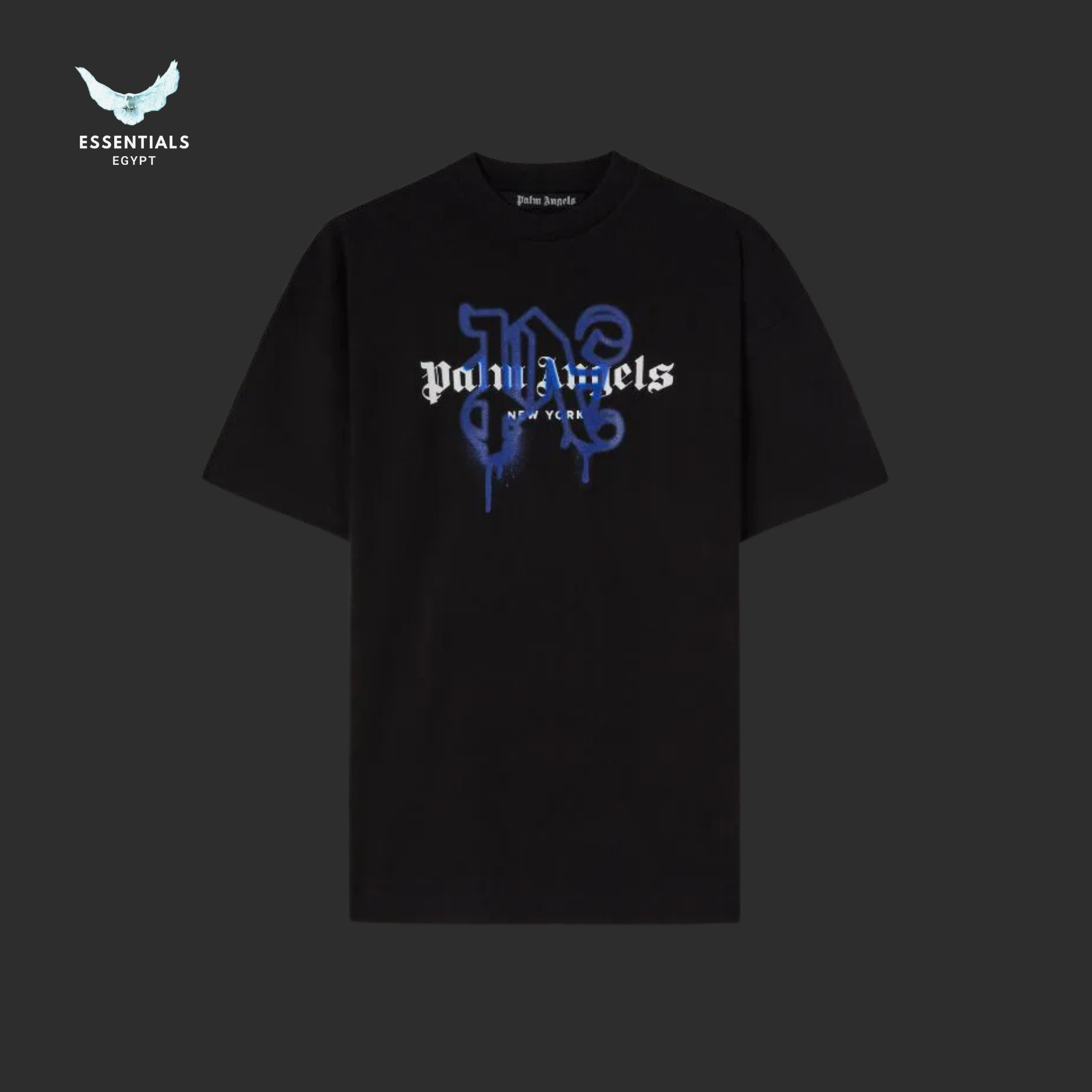 Palm Angels MONOGRAM SPRAY CITY T-SHIRT LOS ANGELS 'Black-Blue'